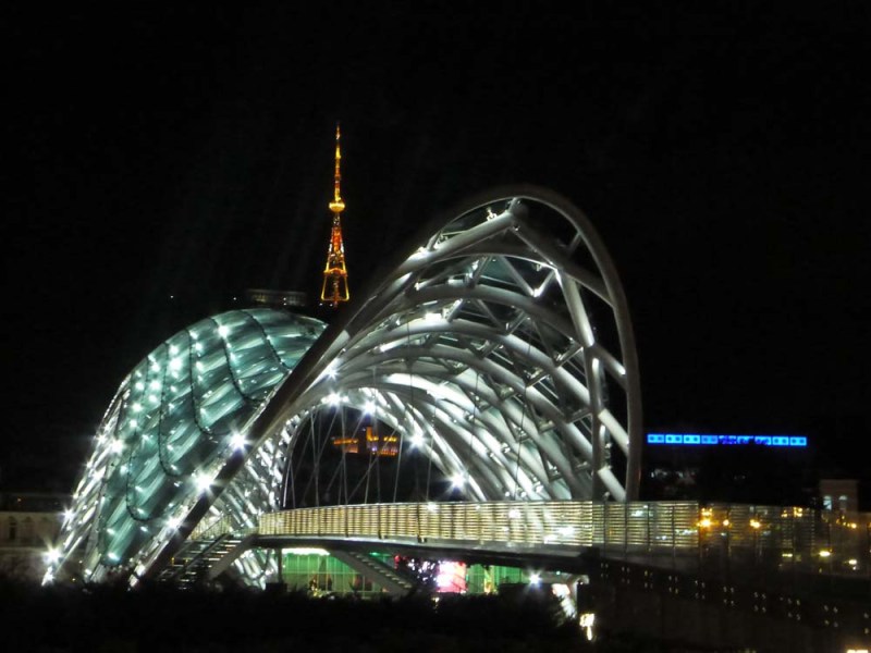 The new glass bridge in downtown Tbilisi.